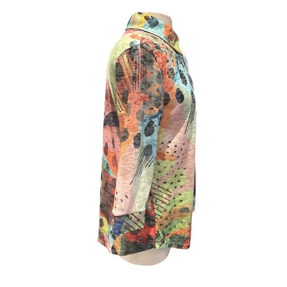 Jess & Jane Abstract Art Print Button-Up Top – Artsy Lightweight Blouse M - Picture 4 of 8